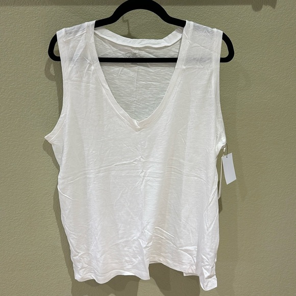NWT Caslon Nordstrom V-Neck Slub Muscle Tank XXL White - Picture 1 of 8
